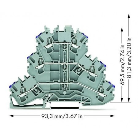 Złączka trzypiętrowa 6-przewodowa przelotowa L 2,5 mm²