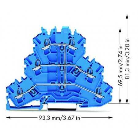 Złączka trzypiętrowa 6-przewodowa przelotowa N 2,5 mm²