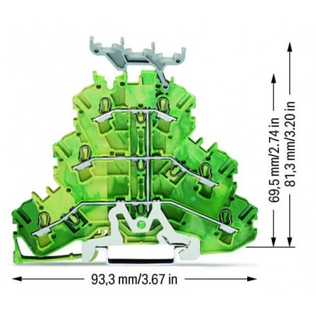 Złączka trzypiętrowa  6-przewodowa złączka PE 2,5 mm²