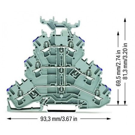 Złączka trzypiętrowa, 6-przewodowa L 2,5 mm² szara