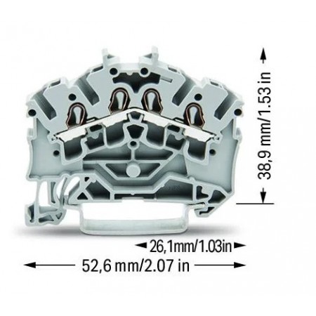 4-przewodowa złączka przelotowa 2,5 mm² szara