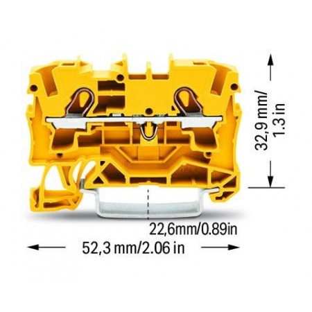 2-przewodowa złączka przelotowa 4 mm² żółty