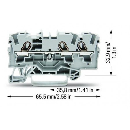 3-przewodowa złączka przelotowa 4 mm² szara