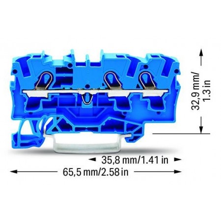 3-przewodowa złączka przelotowa 4 mm² niebieska