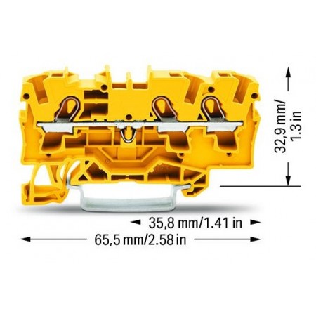 3-przewodowa złączka przelotowa 4 mm² żółta