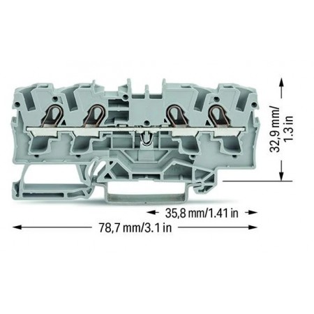 4-przewodowa złączka przelotowa 4 mm² szara