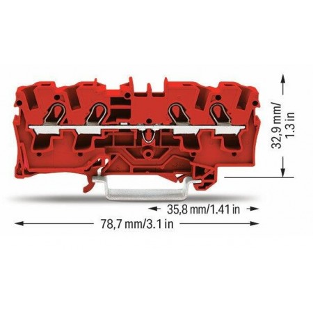 4-przewodowa złączka przelotowa 4 mm² czerwona