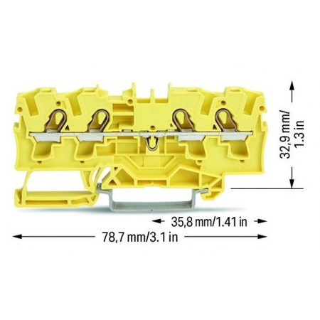 4-przewodowa złączka przelotowa 4 mm² żółta