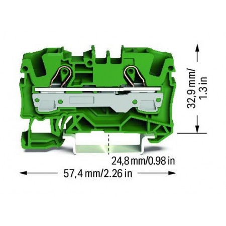 2-przewodowa złączka przelotowa do zastosowań Ex e I 6 mm² zielona