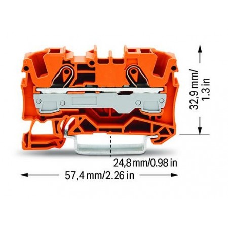 2-przewodowa złączka przelotowa do zastosowań Ex e I 6 mm² pomarańczowa