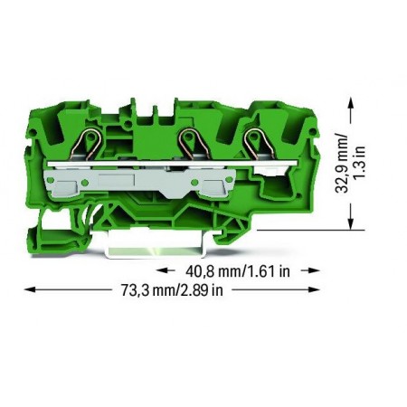3-przewodowa złączka przelotowa do zastosowań Ex e I 6 mm² zielona