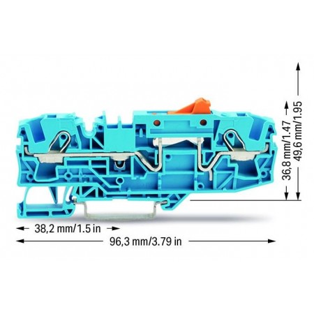 2-przewodowa złączka bazowa 6 mm² niebieska