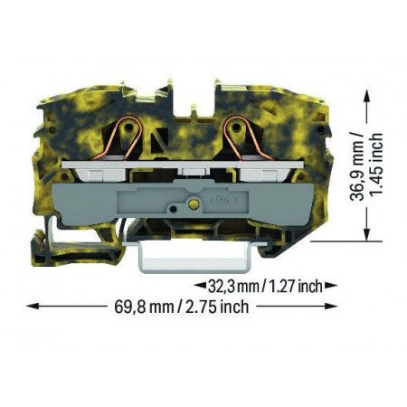 2-przewodowa złączka przelotowa do zastosowań Ex e II 10 mm² ciemnoszary-żółty