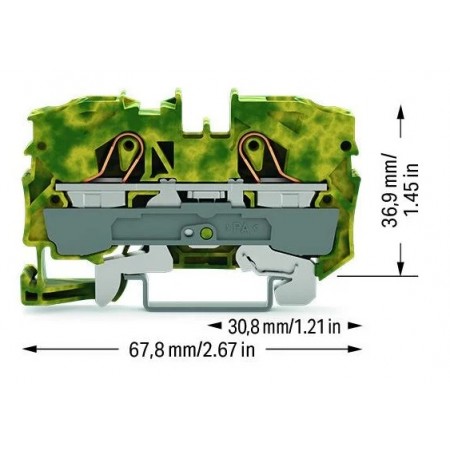 2-przewodowa złączka PE do zastosowań Ex e II 10 mm² żółto-zielony