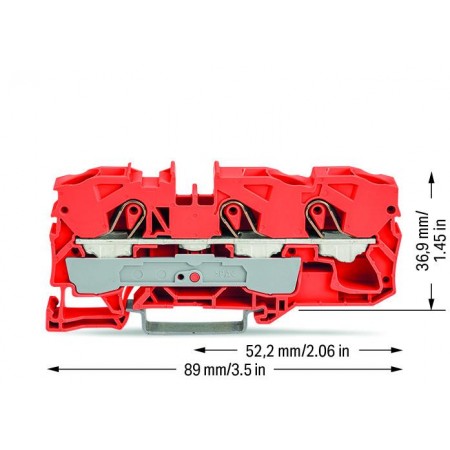 3-przewodowa złączka przelotowa do zastosowań Ex e II 10 mm² czerwona