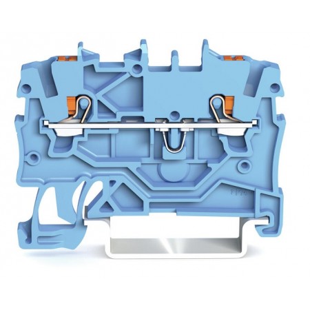 2-przewodowa złączka przelotowa z przyciskiem 1 mm² niebieska