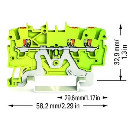 3-przewodowa złączka PE z przyciskiem 1 mm²