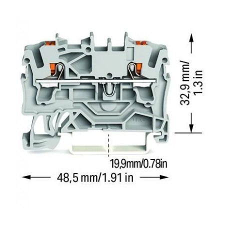 2-przewodowa złączka przelotowa z przyciskiem 2,5 mm²
