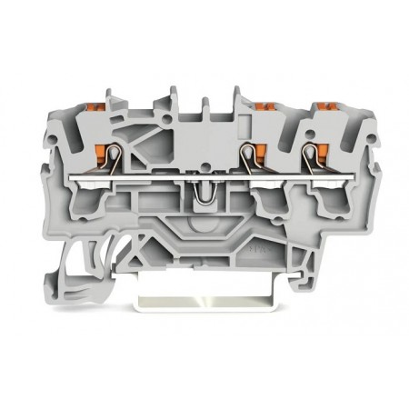 3-przewodowa złączka przelotowa z przyciskiem 2,5 mm² szara