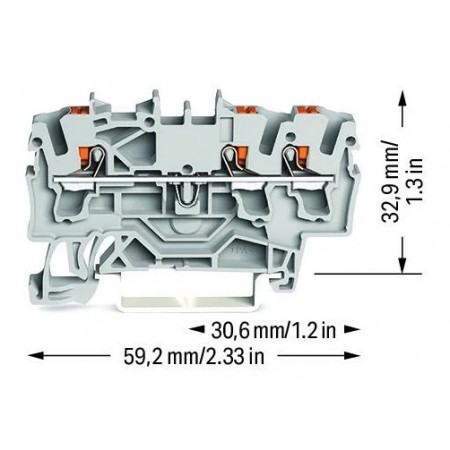 3-przewodowa złączka przelotowa z przyciskiem 2,5 mm²