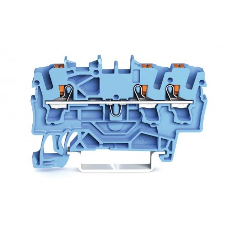 3-przewodowa złączka przelotowa z przyciskiem 2,5 mm² niebieska