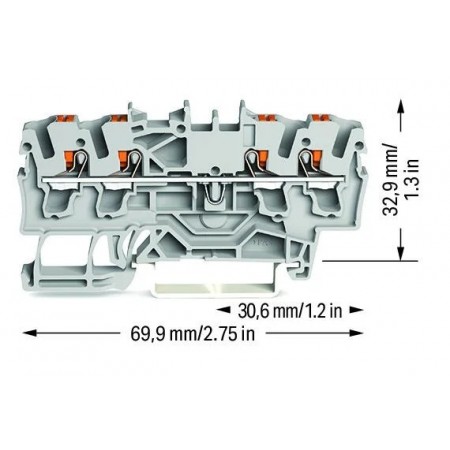 4-przewodowa złączka przelotowa z przyciskiem 2,5 mm²