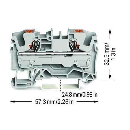 2-przewodowa złączka przelotowa z przyciskiem 6 mm² szara