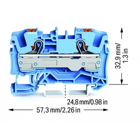 2-przewodowa złączka przelotowa z przyciskiem 6 mm² niebieska
