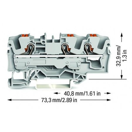 3-przewodowa złączka przelotowa z przyciskiem 6 mm² szara