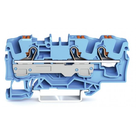 3-przewodowa złączka przelotowa z przyciskiem 6 mm² niebieska