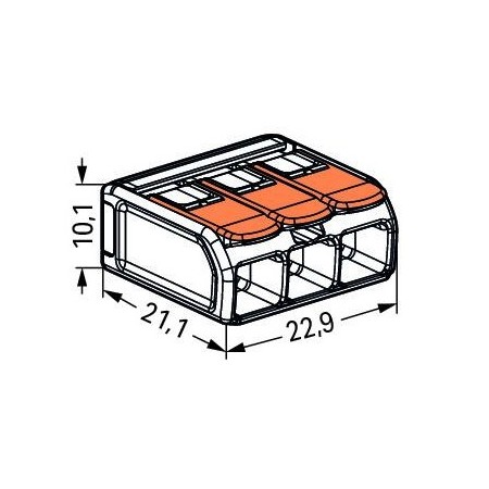 Złączka instalacyjna przeźroczysta 3-przewodowa maks. 6 mm²