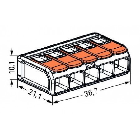 Złączka instalacyjna przeźroczysta 5-przewodowa maks. 6 mm²