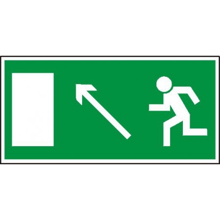 EG-tablice „Kierunek do wyjścia drogi ewakuacyjnej w górę w lewo (znak uzupełniający)”