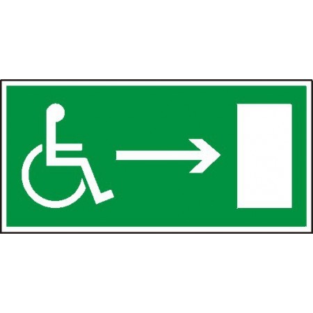 EG-tablice „Kierunek do wyjścia drogi ewakuacyjnej dla niepełnosprawnych w prawo (znak uzupełniający)”