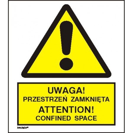 EG-tablice „Uwaga! Przestrzeń zamknięta. Attention! Confined space”