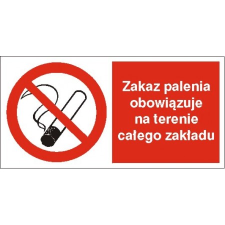 EG-tablice „Zakaz palenia obowiązuje na terenie całego zakładu”