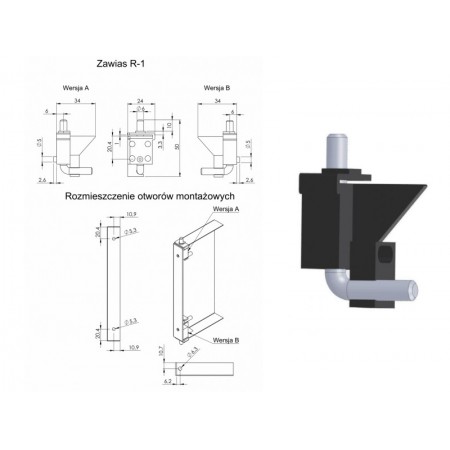 Zawiasy do rozdzielni elektrycznych typ R1 typ A