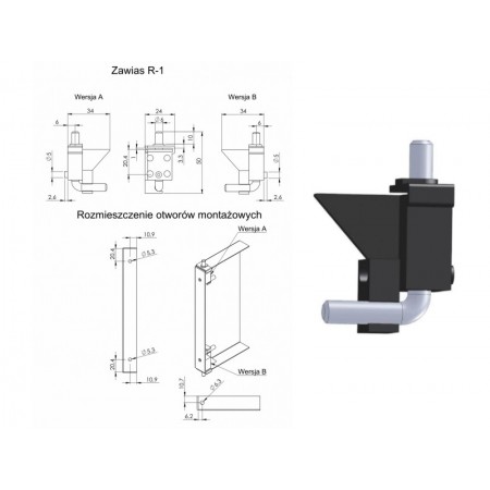 Zawiasy do rozdzielni elektrycznych typ R1 typ B