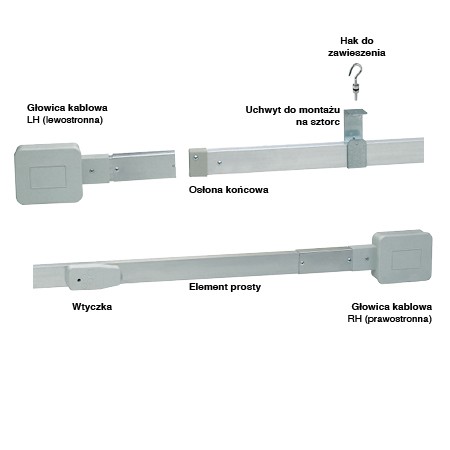 Element prosty do szynoprzewodu oświetleniowego 3m 25A AL 2P (3 gniazda)