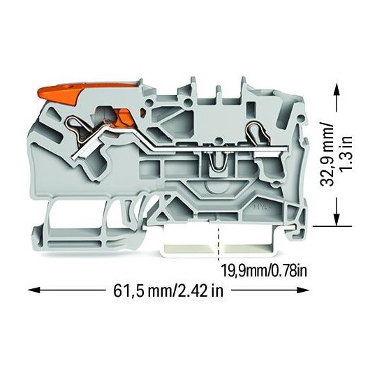 Złączka przelotowa z dźwignią i Push-in 2,5 mm