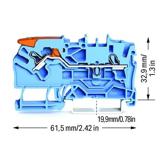 Złączka przelotowa z dźwignią i Push-in 2,5 mm