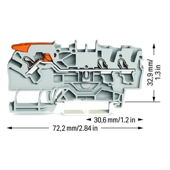 Złączka przelotowa z dźwignią i Push-in 2,5 mm