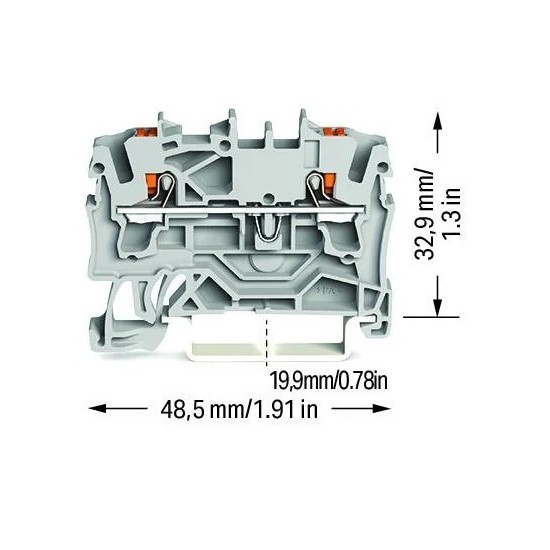 Złączka przelotowa z przyciskiem 2,5 mm