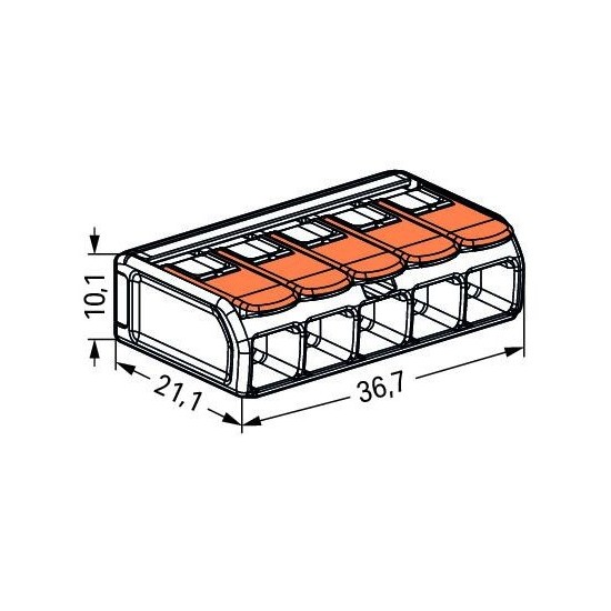 Złączka instalacyjna przeźroczysta 5-przewodowa maks. 6 mm?