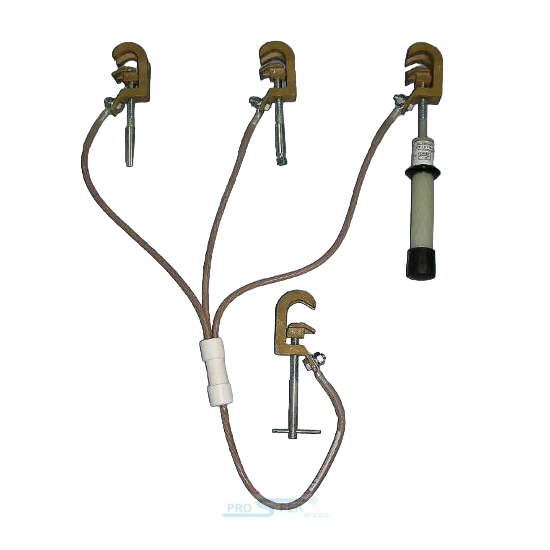 Uziemiacz przenośny na szyny płaskie i przyłącze typu kula – widok urządzenia