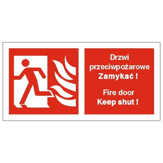 EG-tablice "Drzwi przeciwpożarowe. Zamykać! Fire door Keep shut! (w lewo)"