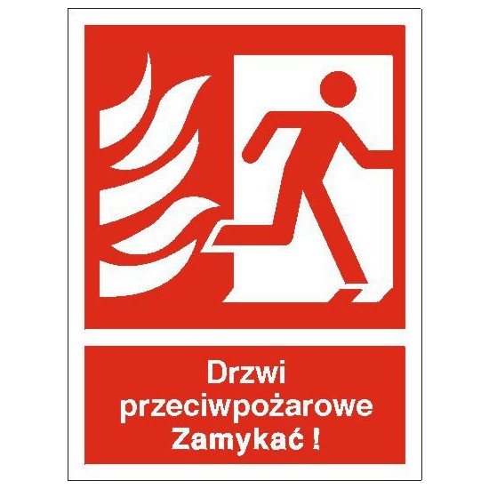 EG-tablice "Drzwi przeciwpożarowe. Zamykać! (w prawo)" pionowa