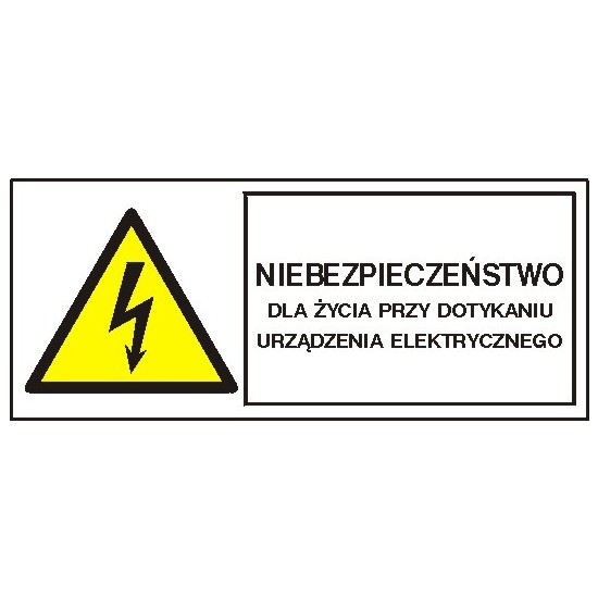 EG-tablice "Niebezpieczeństwo dla życia przy dotknięciu urządzenia elektrycznego" pozioma