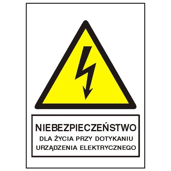 EG-tablice "Niebezpieczeństwo dla życia przy dotknięciu urządzenia elektrycznego" pionowa