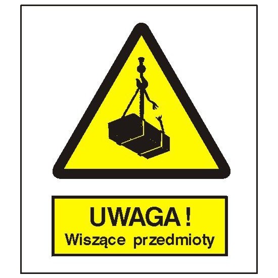 EG-tablice "Ostrzeżenie przed wiszącymi przedmiotami (wiszącym ciężarem)"